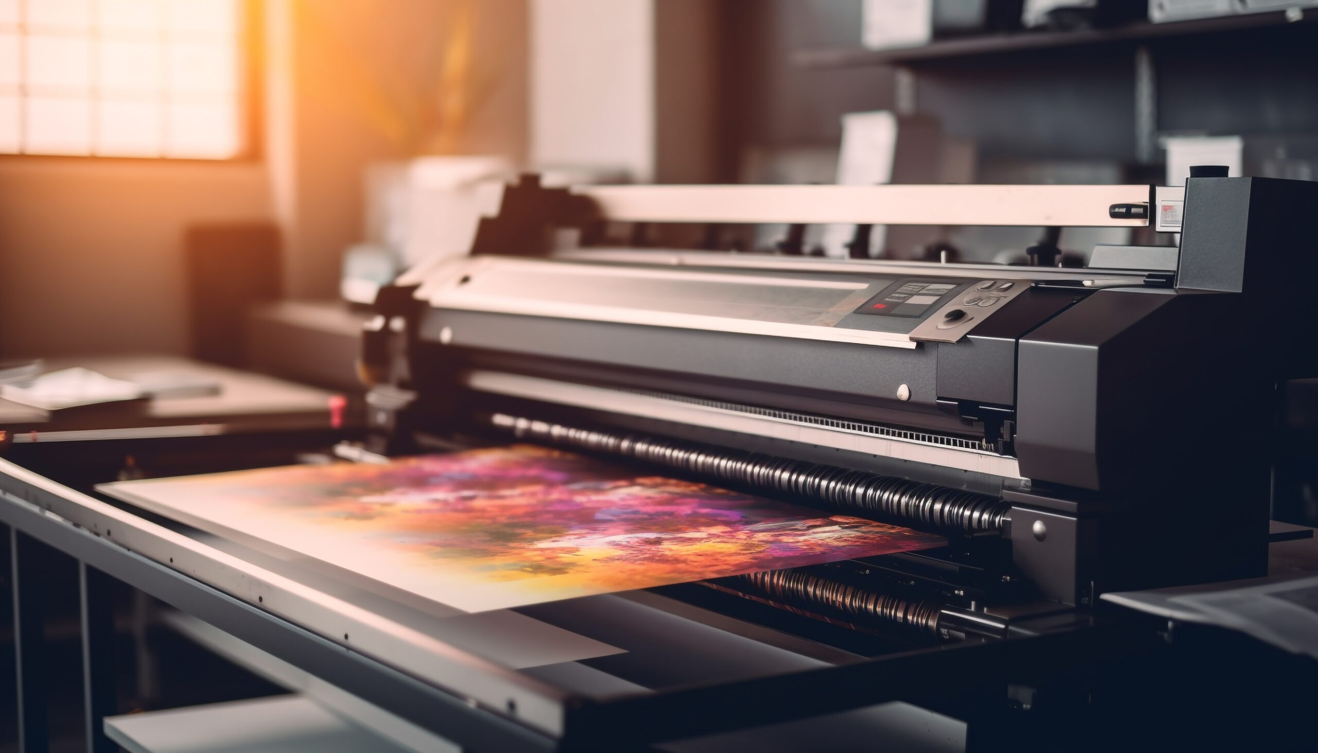 Servicios modern printing press creates colorful documents indoors generated by ai